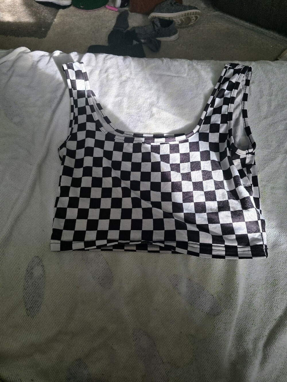 Shein Black And White Checkered Crop Top